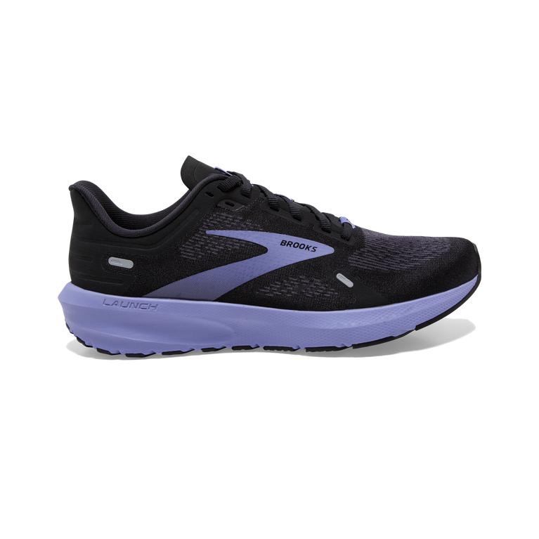 Brooks Launch 9 - Womens Lightweight Cushioned Walking Shoes - Black/Ebony/Grey Charcoal/Purple (460